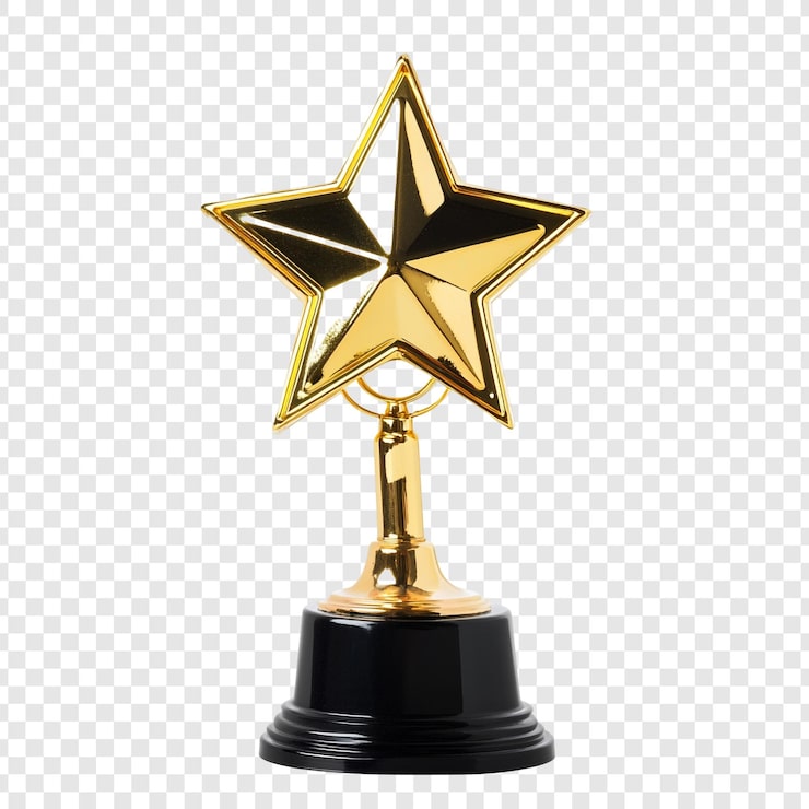 PSD gratuit trophée de l'étoile d'or, symbole d'excellence et de réussite