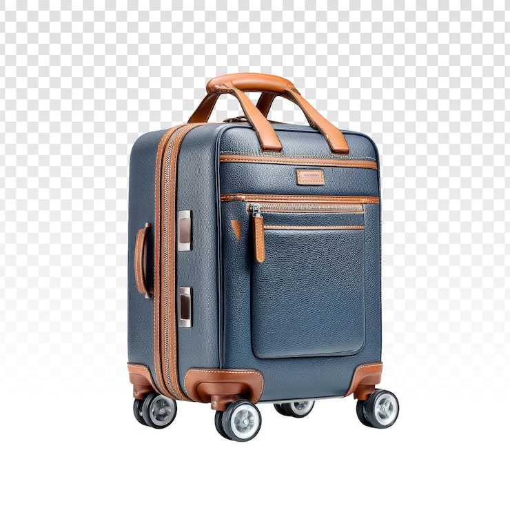 PSD gratuit valise cabine à roulettes bleue et marron