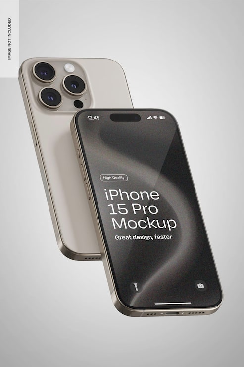 PSD gratuit vue avant et arrière de la maquette de l'iphone 15 pro