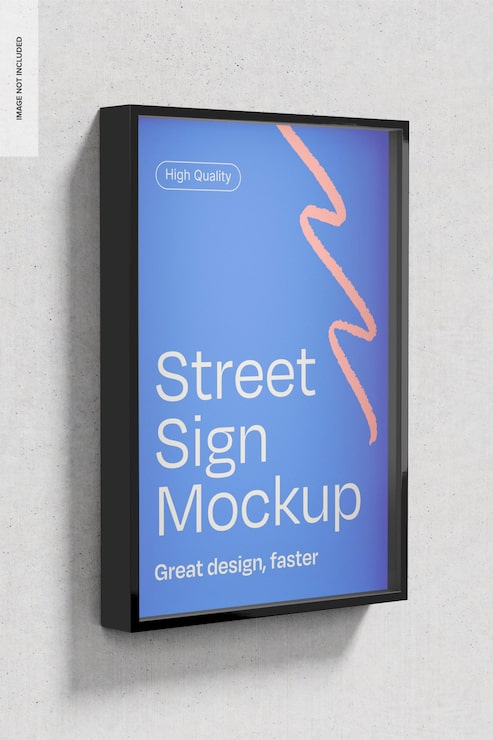PSD gratuit vue latérale d'une maquette de panneau de rue