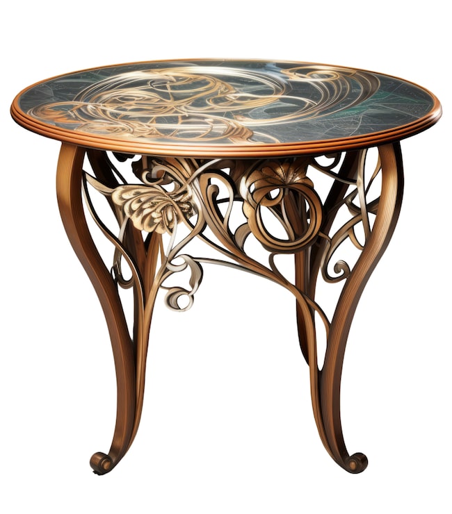 PSD gratuit vue rapprochée sur une table art déco isolée