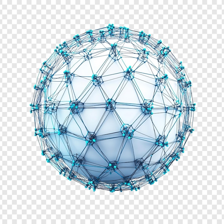 PSD grátis abstract geometric sphere network connection visualization (visualização da conexão da rede de esferas geométricas)