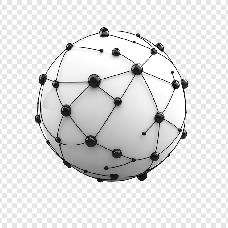 PSD grátis abstracto esfera de rede global renderização 3d de nodos interconectados