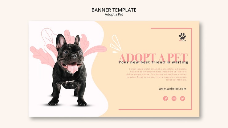 PSD grátis adote o tema do modelo de banner para animais de estimação