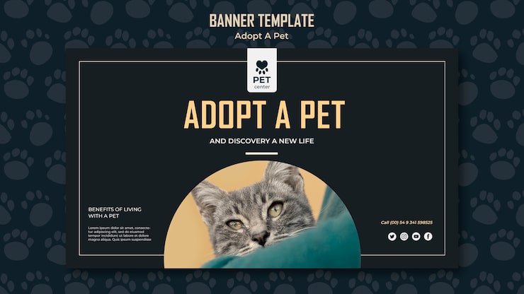 PSD grátis adote um modelo de banner do conceito de animal de estimação