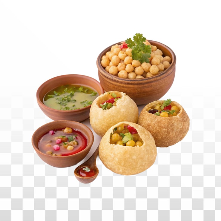 PSD grátis aperitivos de comida de rua indiana pani puri e sev puri