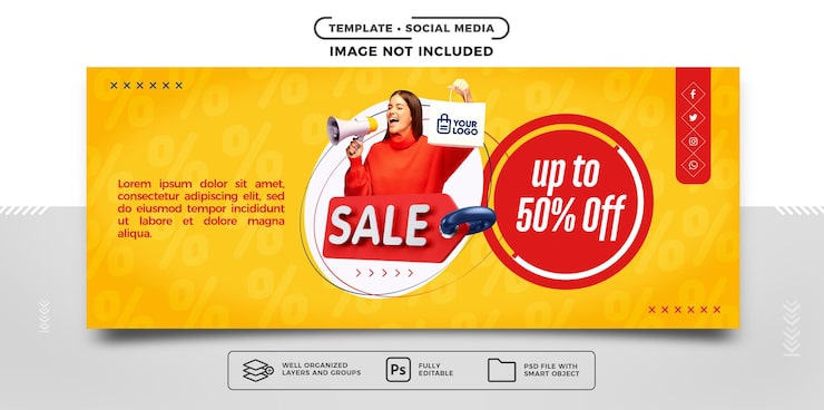 PSD grátis banner de mídia social super promoção até 50 off