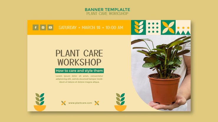 PSD grátis banner de oficina de cuidados com plantas