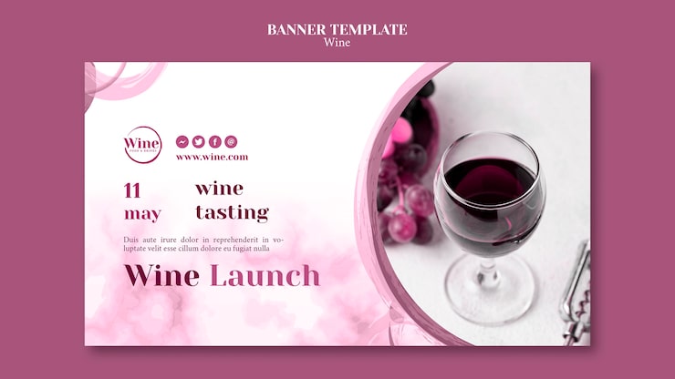 PSD grátis banner horizontal para degustação de vinhos