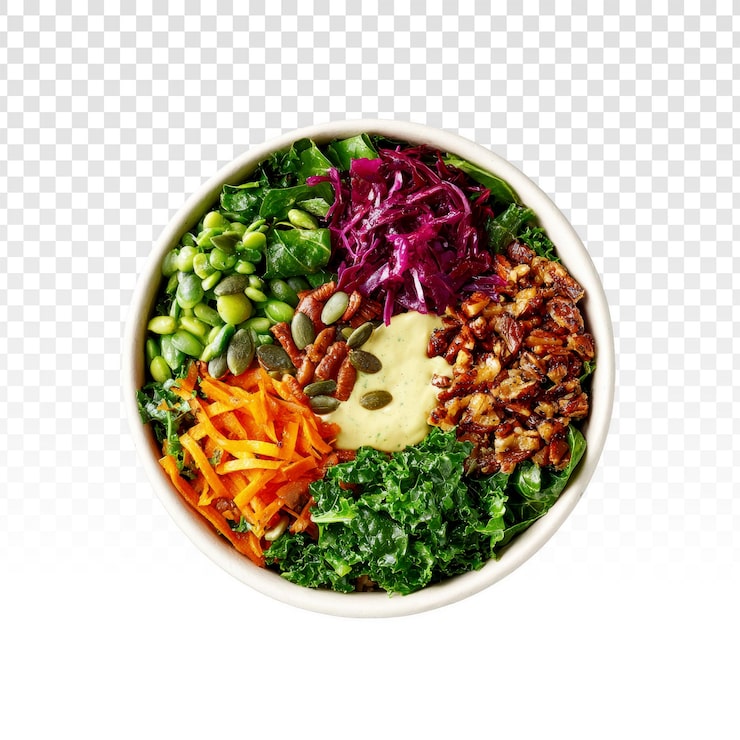PSD grátis buddha bowl vegano saudável com vegetais frescos e homus