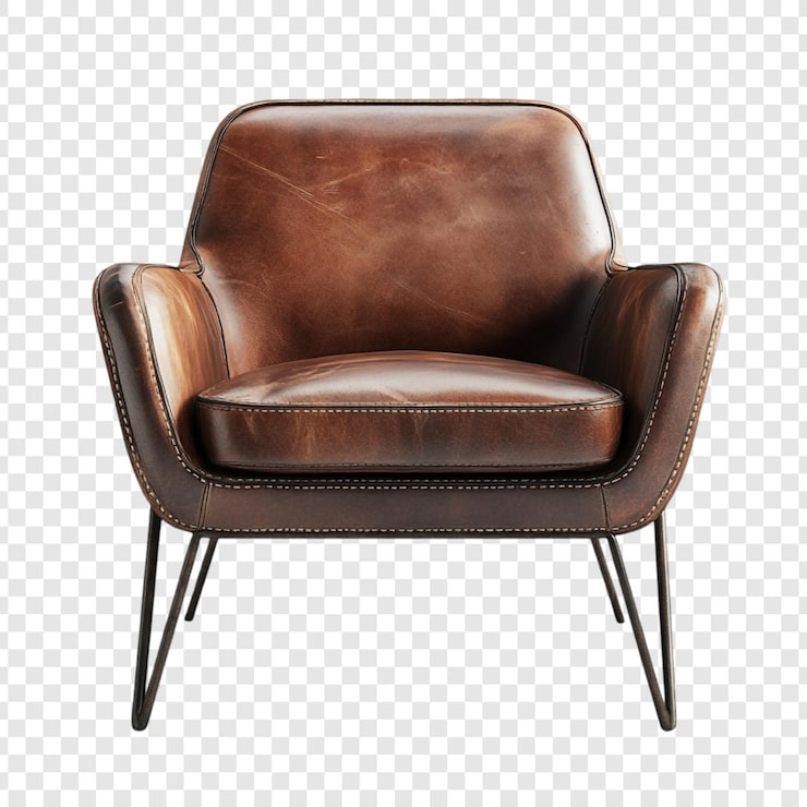 PSD grátis cadeira de couro castanho com pernas de metal uma peça de luxo e estilo