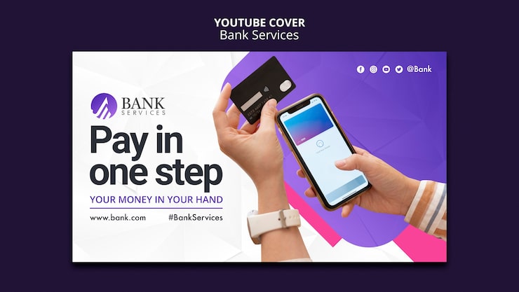 PSD grátis capa do youtube do serviço banco gradiente