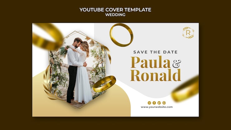 PSD grátis capa do youtube para festa de casamento