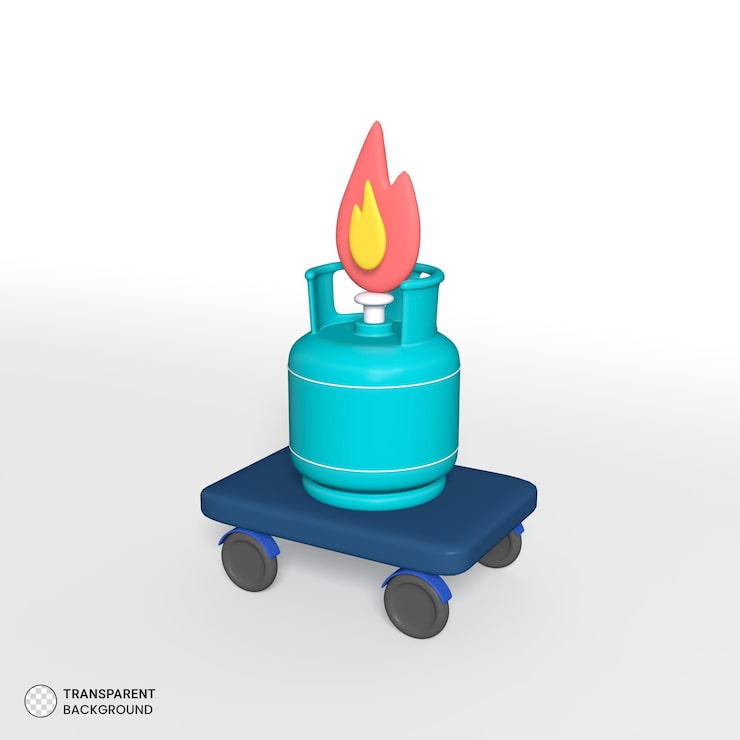 PSD grátis cilindro de gás de cozinha 3d renderizar ícone isolado