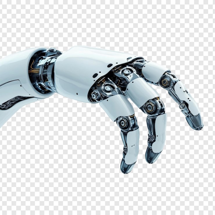 PSD grátis close-up de uma mão robótica futurista alcançando tecnologia avançada e inteligência artificial