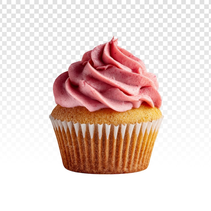 PSD grátis cupcake de baunilha com cobertura rosa em espiral
