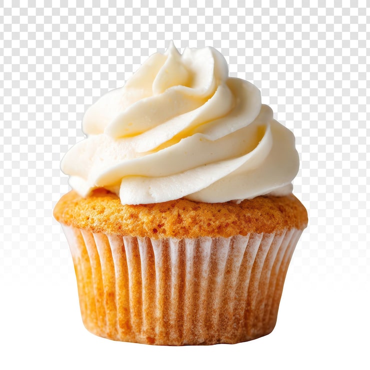 PSD grátis cupcake de baunilha delicioso com cobertura branca em espiral