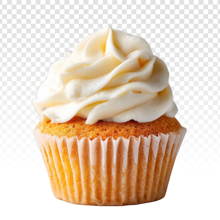 PSD grátis delicioso cupcake de baunilha com cobertura branca cremosa