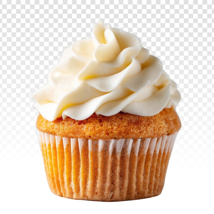 PSD grátis delicioso cupcake de baunilha com cobertura cremosa