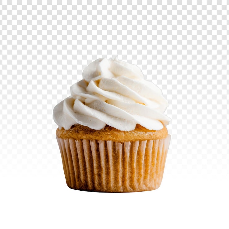 PSD grátis delicioso cupcake de baunilha com gelo branco