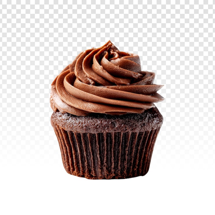PSD grátis delicioso cupcake de chocolate com cobertura giratória