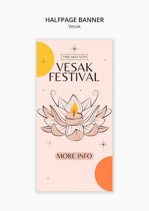 PSD grátis desenho de modelo de banner de meia página de vesak