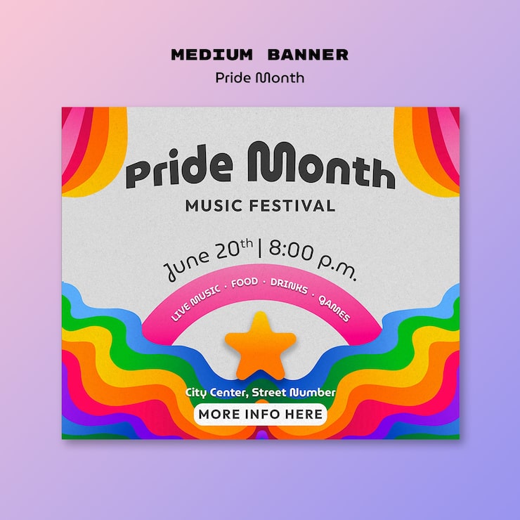 PSD grátis desenho de modelo de banner do mês do orgulho