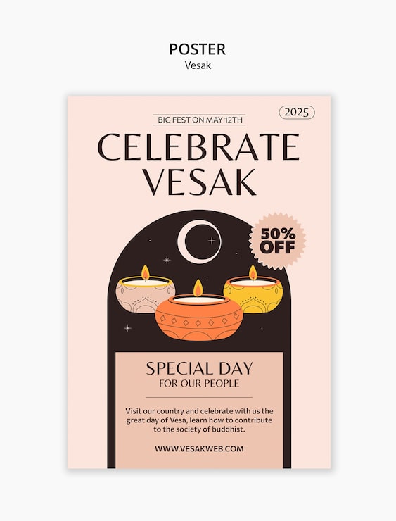 PSD grátis desenho de modelo de cartaz de vesak