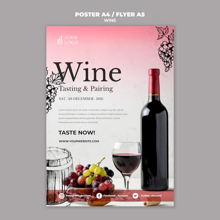 PSD grátis design de cartaz de degustação de vinhos