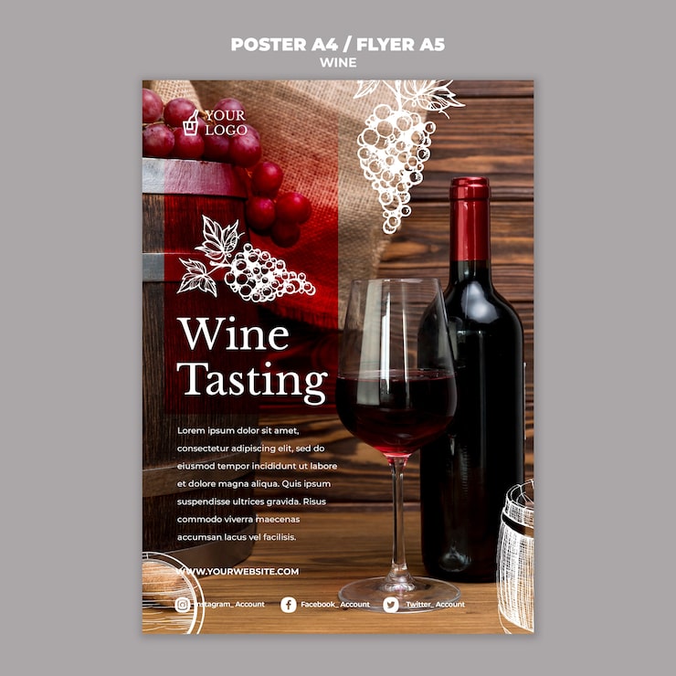 PSD grátis design de folheto de degustação de vinhos