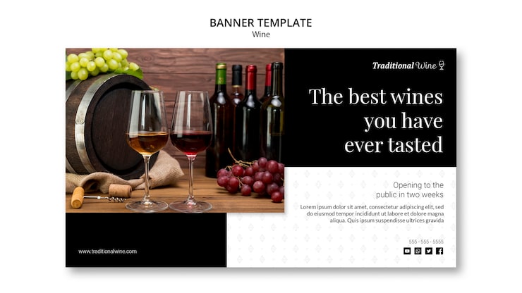 PSD grátis design de modelo de banner de vinho