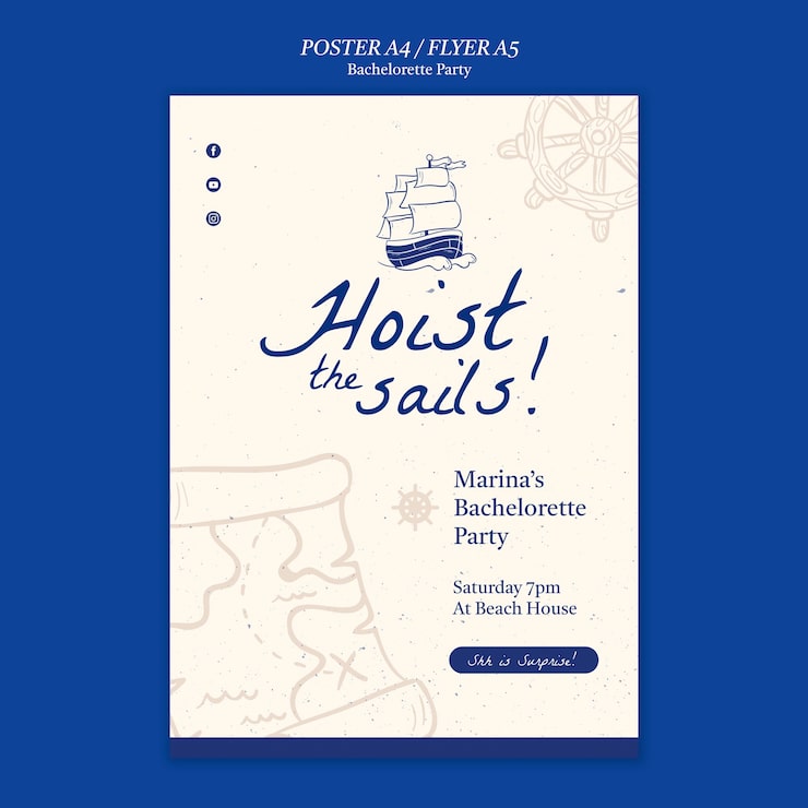 PSD grátis design de modelo de cartaz de despedida de solteira