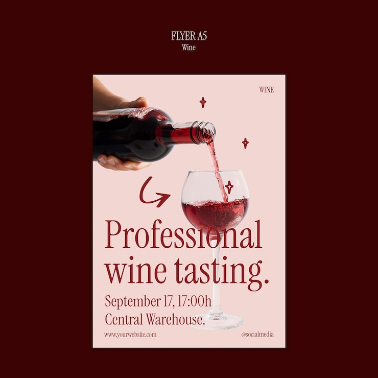 PSD grátis design de modelo de folheto vinho