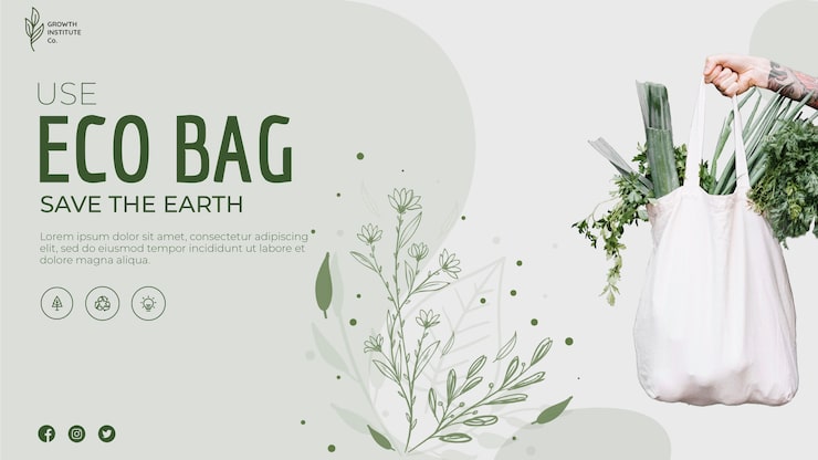 PSD grátis eco bag para legumes e faixa de compras