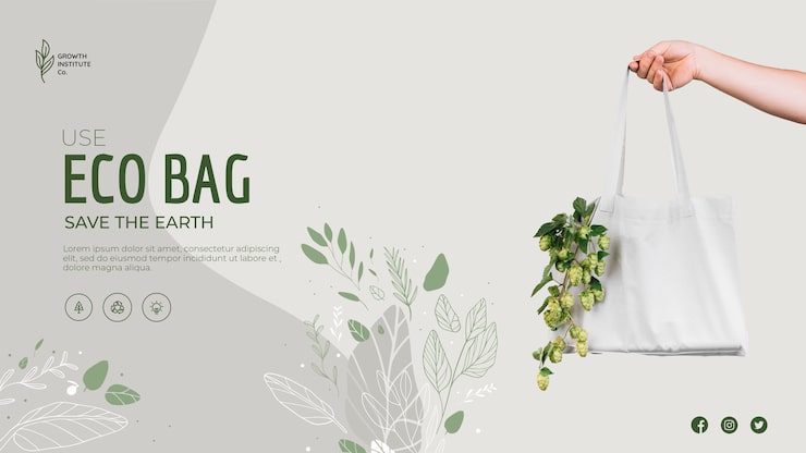 PSD grátis eco bag para legumes e modelo de banner de compras