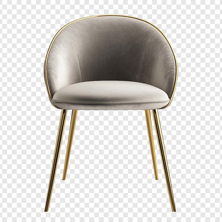 PSD grátis elegante cadeira de veludo cinza com pernas douradas design moderno