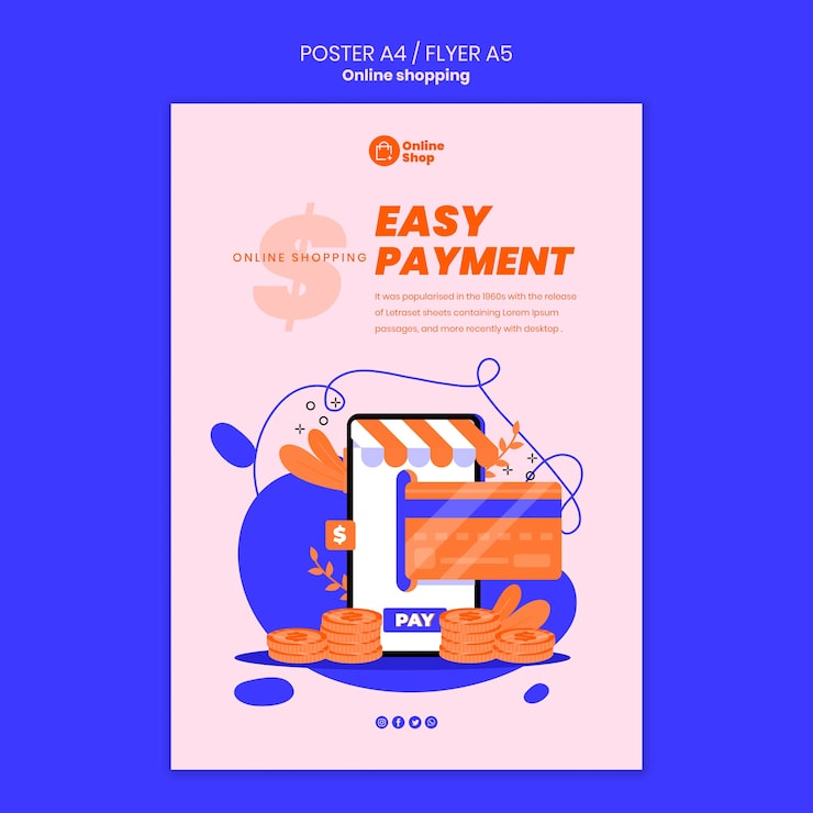 PSD grátis estilo de cartaz de compras online