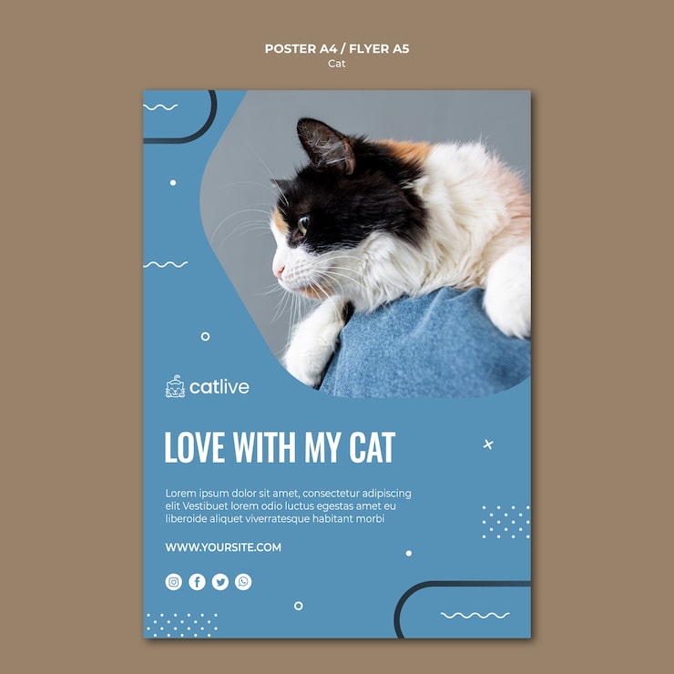 PSD grátis estilo de cartaz de conceito de amante de gato