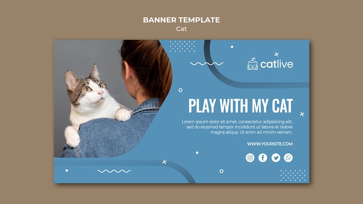 PSD grátis estilo de modelo de banner de amante de gato
