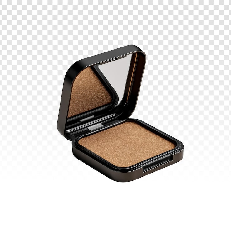 PSD grátis estojo de maquiagem compacto aberto com bronzer e espelho