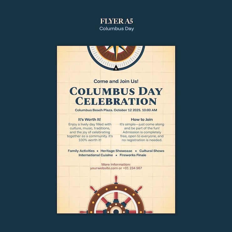 PSD grátis flyer de celebração do dia de colombo