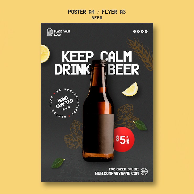 PSD grátis flyer para beber cerveja