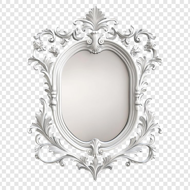 PSD grátis frame de espelho elegante e ornamentado branco