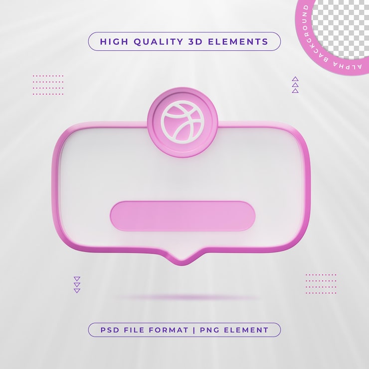 PSD grátis ícone de elemento de banner siga-nos no dribbble renderização 3d isolada