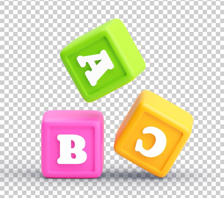 PSD grátis ícones educacionais pastel abc cubes 3d para pré-escola