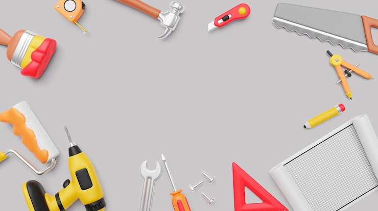 PSD grátis ilustração 3d com composição de trabalho de construção