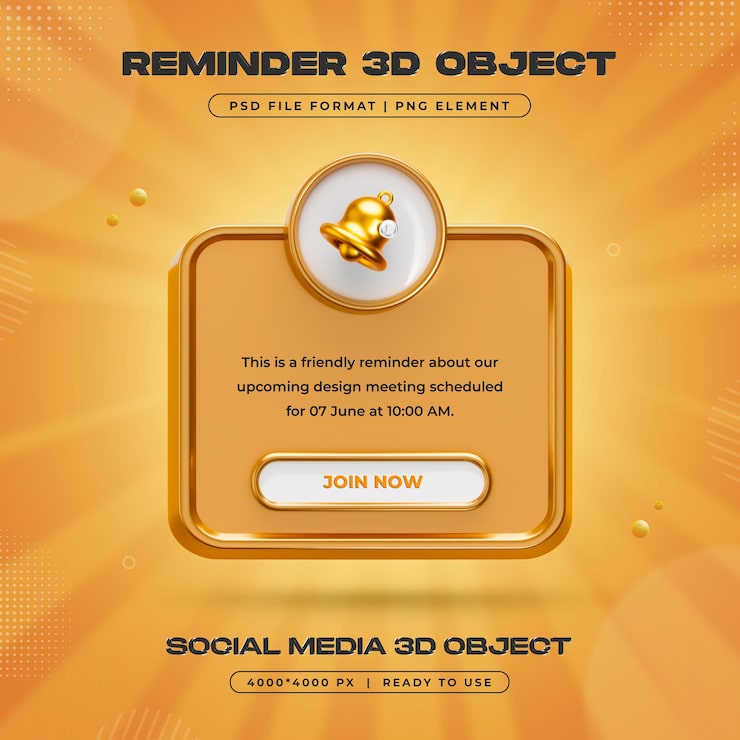 PSD grátis ilustração 3d isolada da notificação de alarme