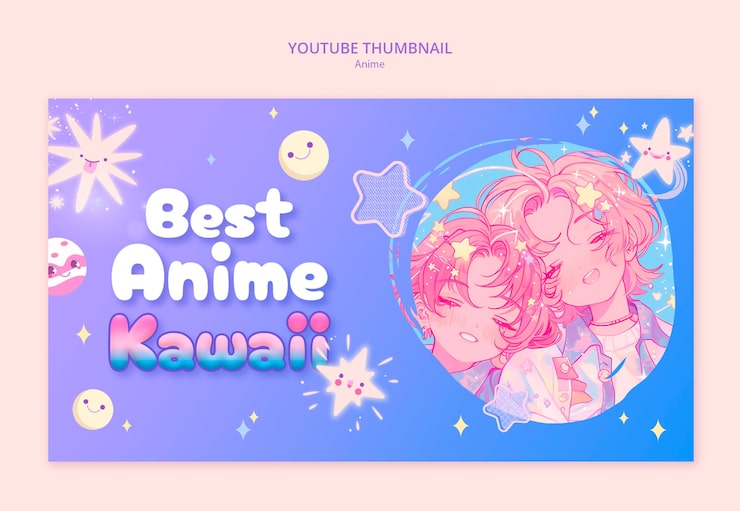 PSD grátis melhor miniatura de anime kawaii no youtube