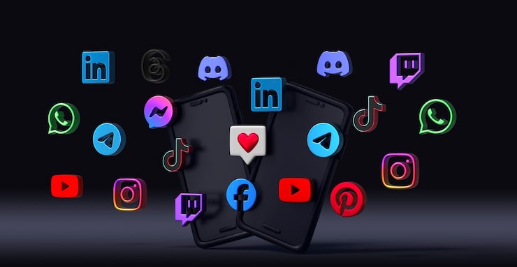 PSD grátis mídia social e telefone