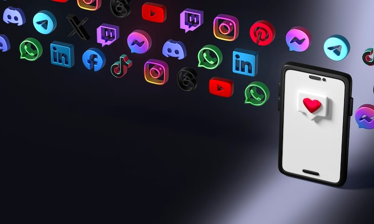 PSD grátis mídia social e telefone